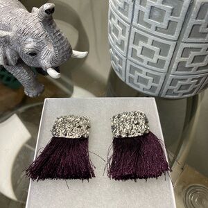Silver and Purple Tassel Earrings